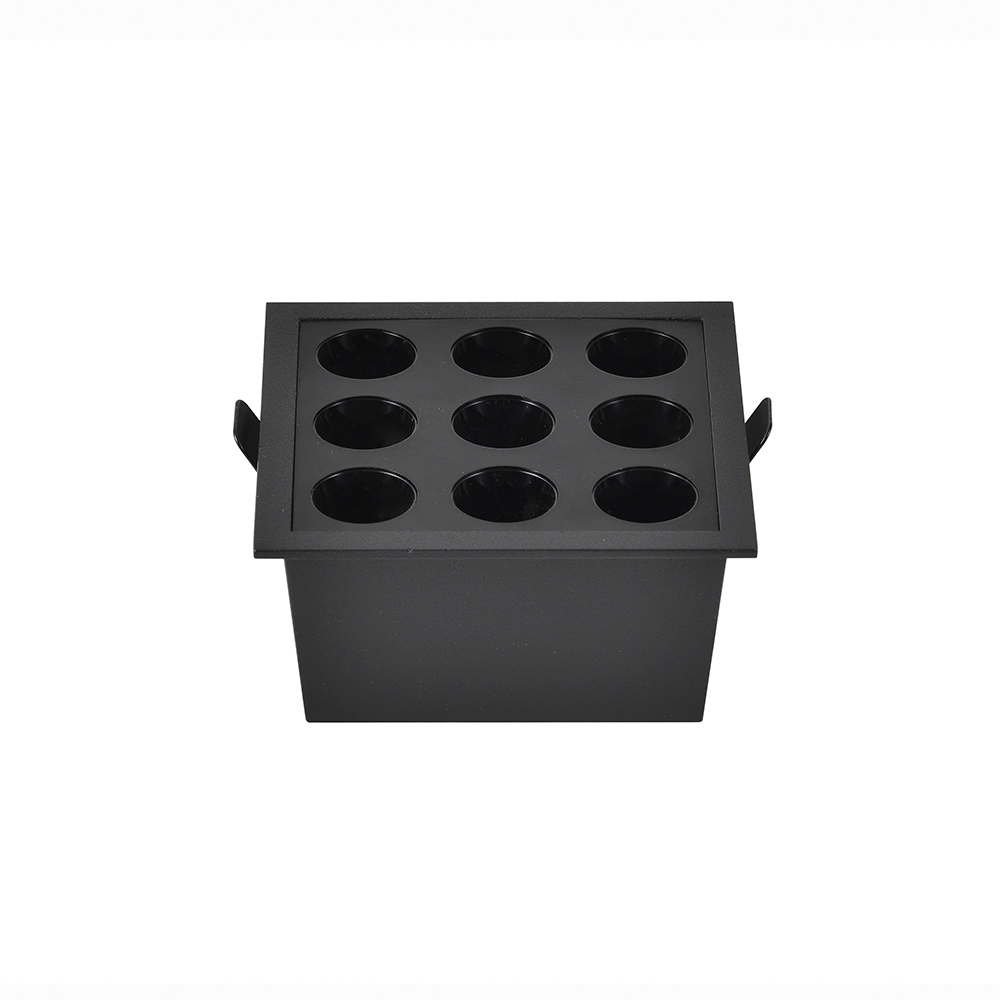 Embutido Nordecor Downlight Powerus 9 Focos 18 watts Preto 4000K IRC90 24° Bivolt 105x105x50mm 6801