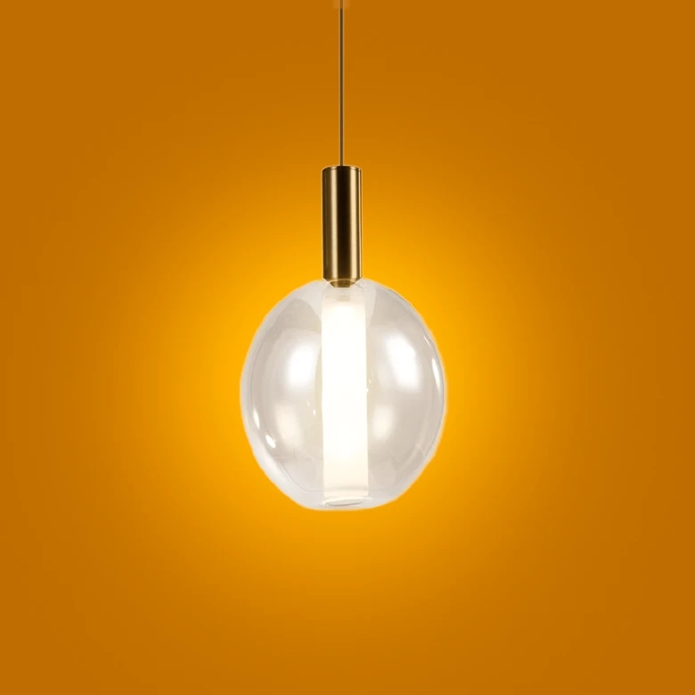 Pendente Skylight Spia Dourado e Vidro Transparente 4 watts 3000K Bivolt Ø150x210mm SKY-4089T
