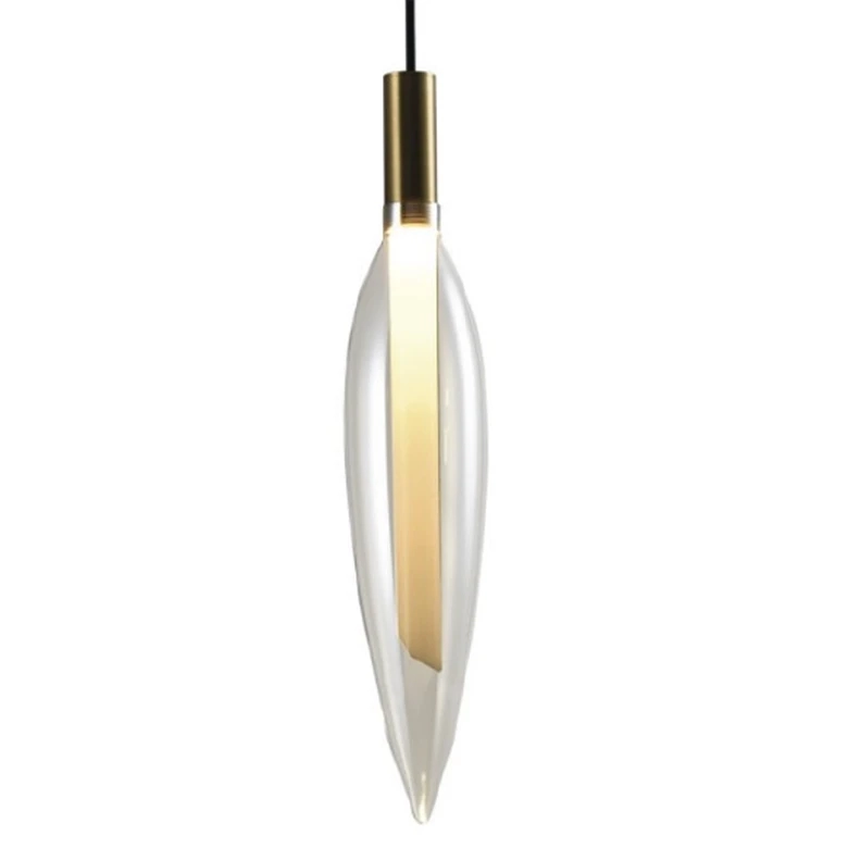 Pendente Skylight Pencil Dourado e Vidro Transparente 4 watts 3000K Bivolt Ø77x430mm SKY-4096TP