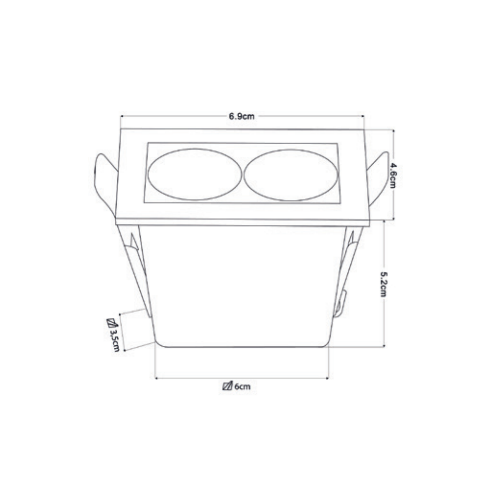 Embutido Nordecor Downlight Powerus 2 Focos 4 watts Branco 4000K IRC90 35° Bivolt 69x46x52mm 6784