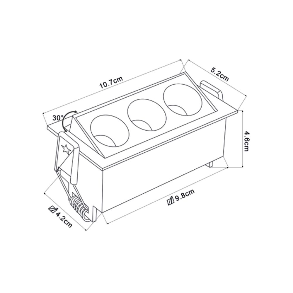 Embutido Nordecor Downlight Powerus Direcionável 3 Focos 6 watts Branco 4000K IRC90 35° Bivolt 100x44x52mm 6790
