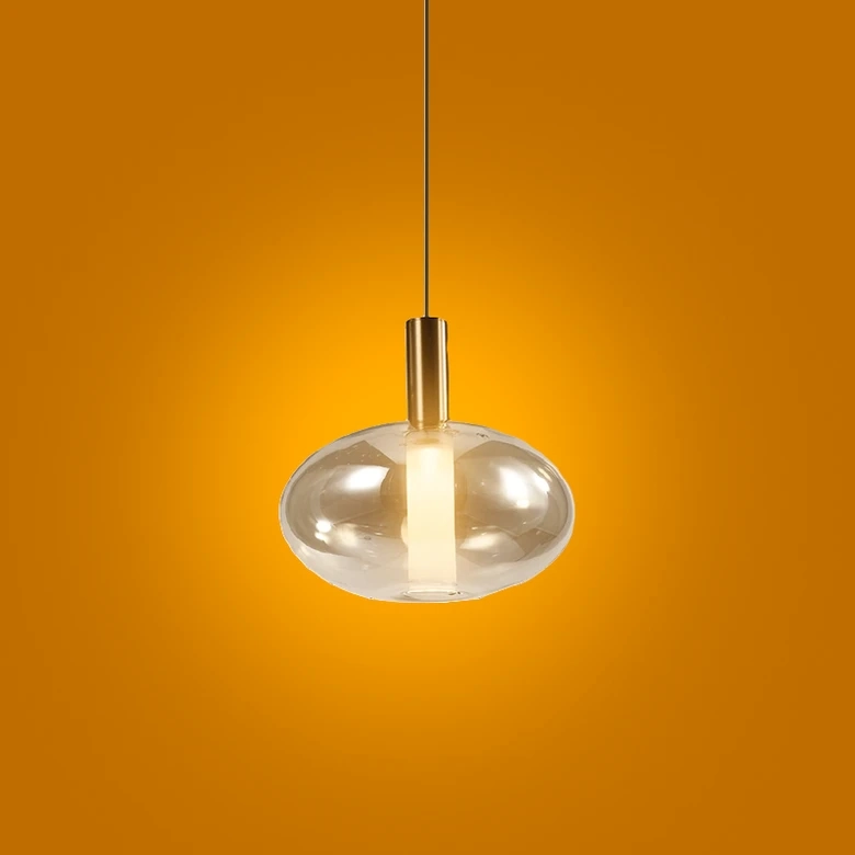Pendente Skylight Spia Dourado e Vidro Âmbar 4 watts 3000K Bivolt Ø200X190mm SKY-4090