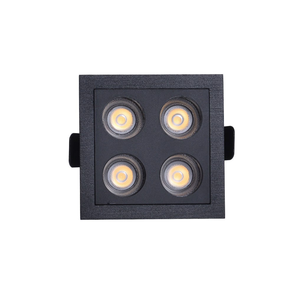 Embutido Nordecor Downlight Powerus 4 Focos 8 watts Preto 4000K IRC90 35° Bivolt 75x75x50mm 6799