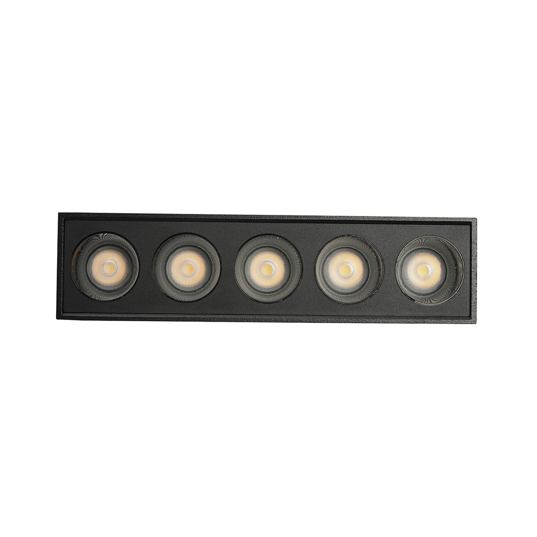  Spot Sobrepor Nordecor Downlight Powerus 5 Focos 10 watts 4000K Preto IRC90 35° Bivolt 137x35x70mm 6807