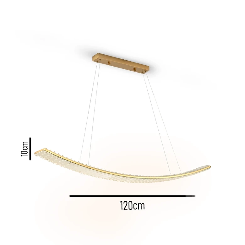 Pendente Skylight Baco Dourado e Cristais Translúcidos 54 watts 3000K Bivolt 1200mm SKY-4098