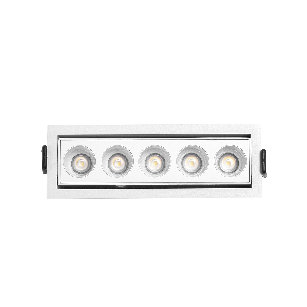 Embutido Nordecor Downlight Powerus Direcionavel 5 Focos 10 watts Branco 3000K IRC90 35° Bivolt 150x46x52mm 6734