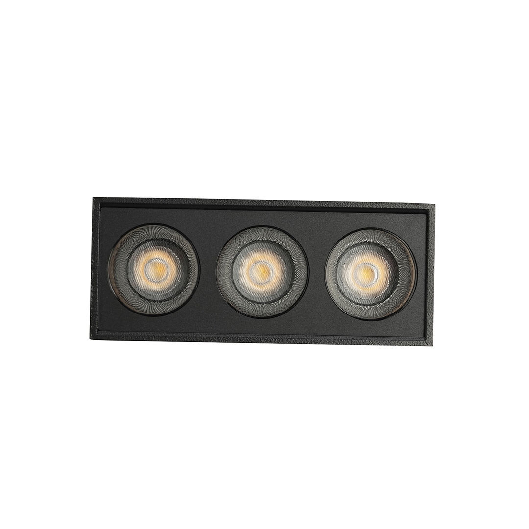  Spot Sobrepor Nordecor Downlight Powerus 3 Focos 6 watts 4000K Preto IRC90 35° Bivolt 84x36x70mm 6805