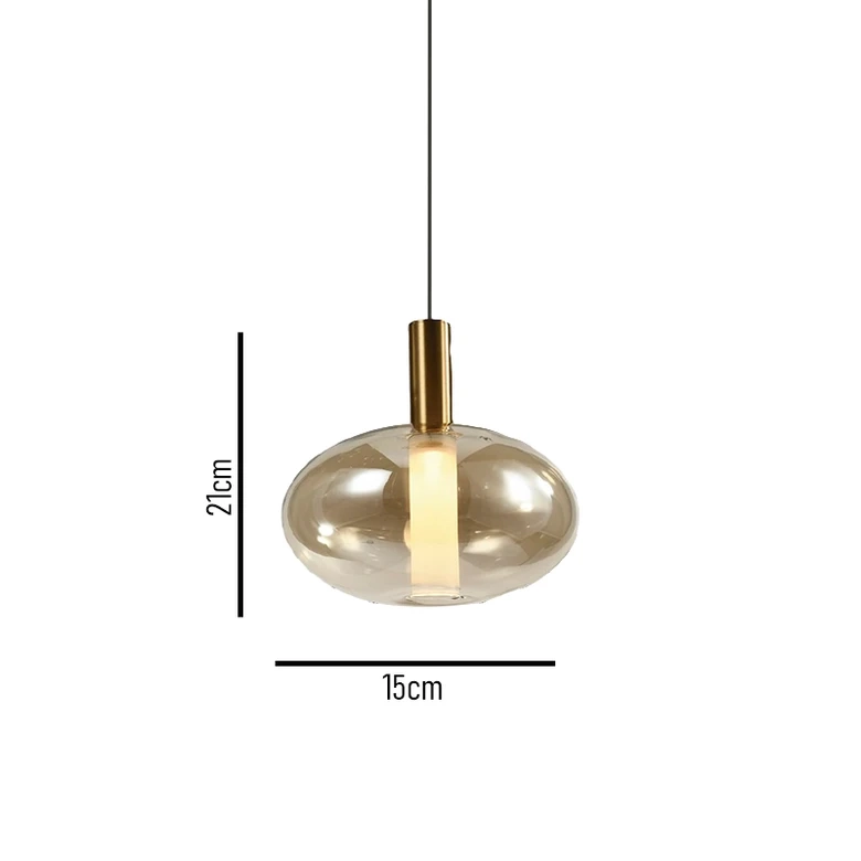 Pendente Skylight Spia Dourado e Vidro Âmbar 4 watts 3000K Bivolt Ø200X190mm SKY-4090