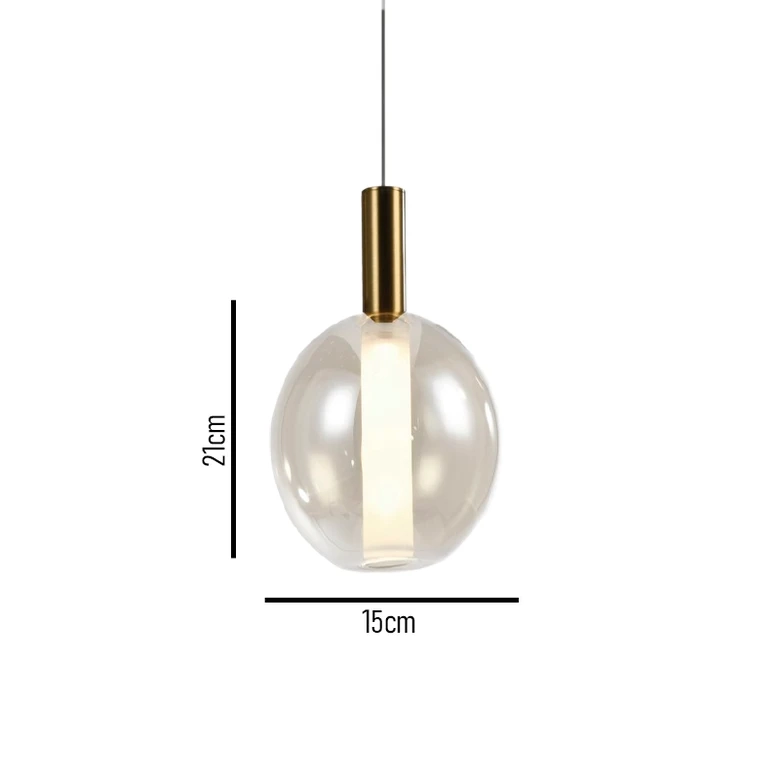 Pendente Skylight Spia Dourado e Vidro Transparente 4 watts 3000K Bivolt Ø150x210mm SKY-4089T