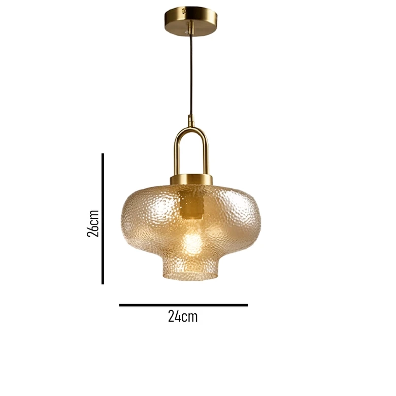 Pendente Skylight Antiq Dourado e Vidro Âmbar 1L E27 Bivolt Ø260x240mm SKY-4095