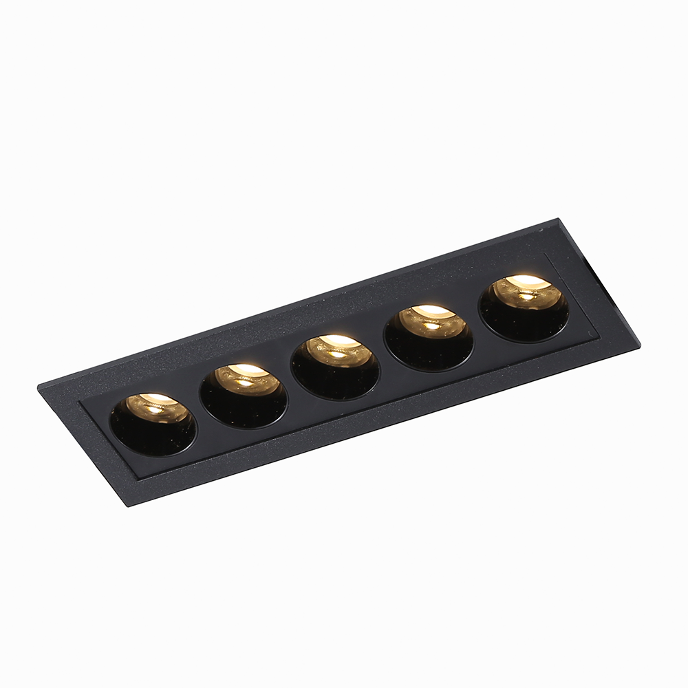 Embutido Nordecor Downlight Powerus 5 Focos 10 watts Preto 4000K IRC90 35° Bivolt 148x45x50mm 6793