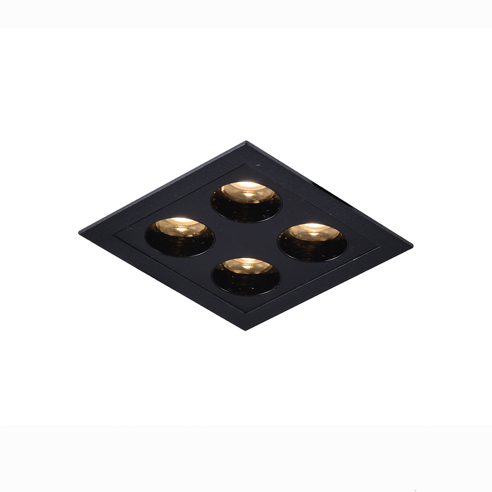 Embutido Nordecor Downlight Powerus 4 Focos 8 watts Preto 4000K IRC90 35° Bivolt 75x75x50mm 6799