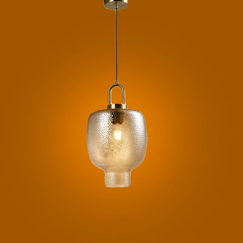 Pendente Skylight Antiq Dourado e Vidro Âmbar 1L E27 Bivolt Ø220x400mm SKY-4093