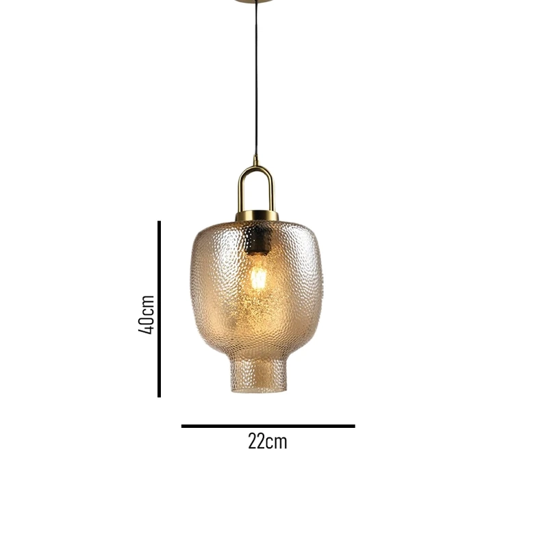 Pendente Skylight Antiq Dourado e Vidro Âmbar 1L E27 Bivolt Ø220x400mm SKY-4093