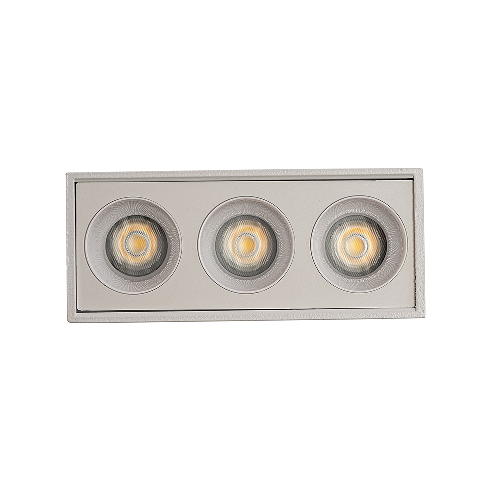  Spot Sobrepor Nordecor Downlight Powerus 3 Focos 6 watts 4000K Branco IRC90 35° Bivolt 84x36x70mm 6804