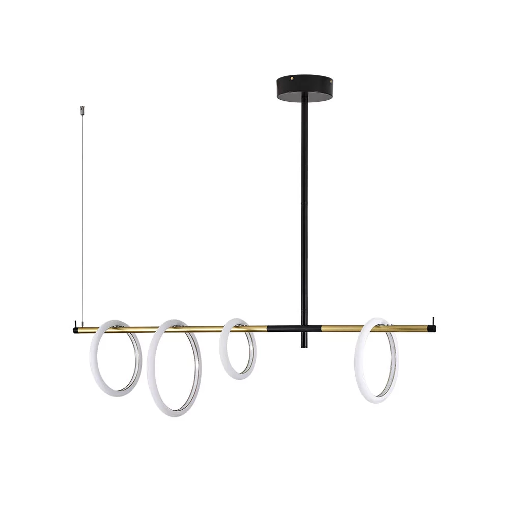 Pendente Usina Ellos 4 Elos Preto + Champagne 57 watts 3000K Bivolt 1200X1000X300mm UI20076/57PTCP-M