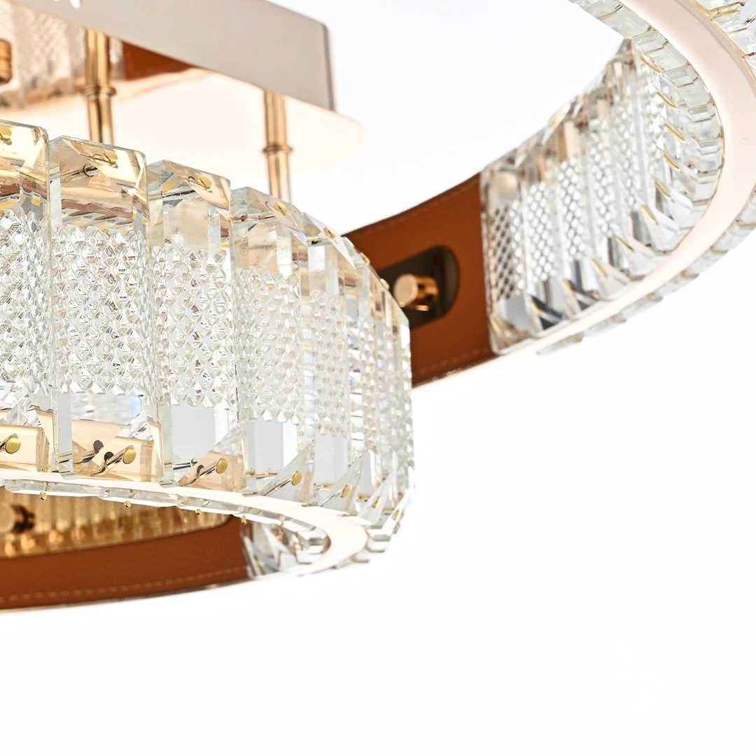Plafon Nordecor Cristal Gulty 51 watts 3000K Ouro Brilho Ø400/600mm 2902