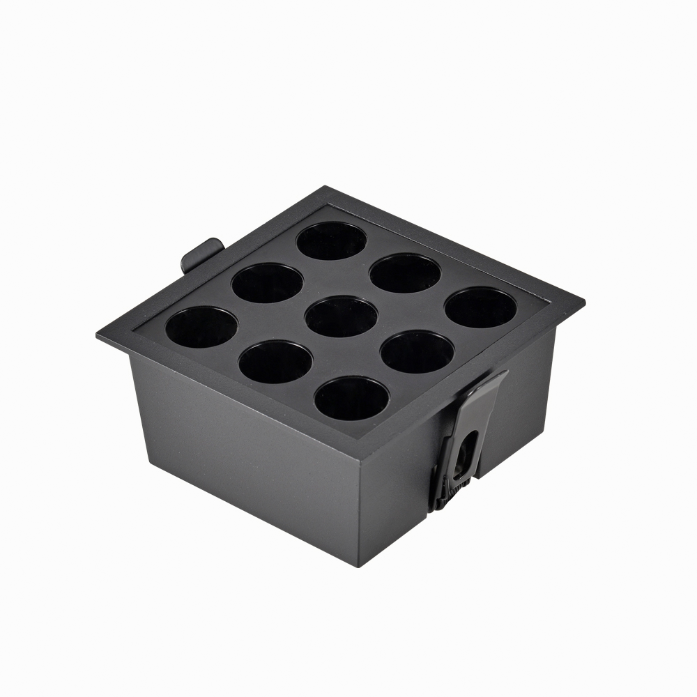 Embutido Nordecor Downlight Powerus 9 Focos 18 watts Preto 4000K IRC90 24° Bivolt 105x105x50mm 6801