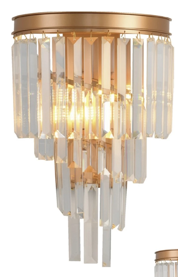 Arandela Skylight Crown Dourado e Cristal Translúcido 2L G9 Bivolt 250X145X380mm SKY-3129AR