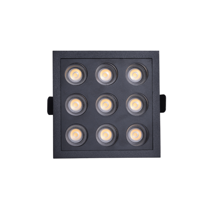 Embutido Nordecor Downlight Powerus 9 Focos 18 watts Preto 4000K IRC90 24° Bivolt 105x105x50mm 6801