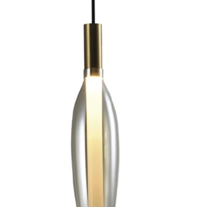 Pendente Skylight Pencil Dourado e Vidro Âmbar 4 watts 3000K Bivolt Ø77x430mm SKY-4096S