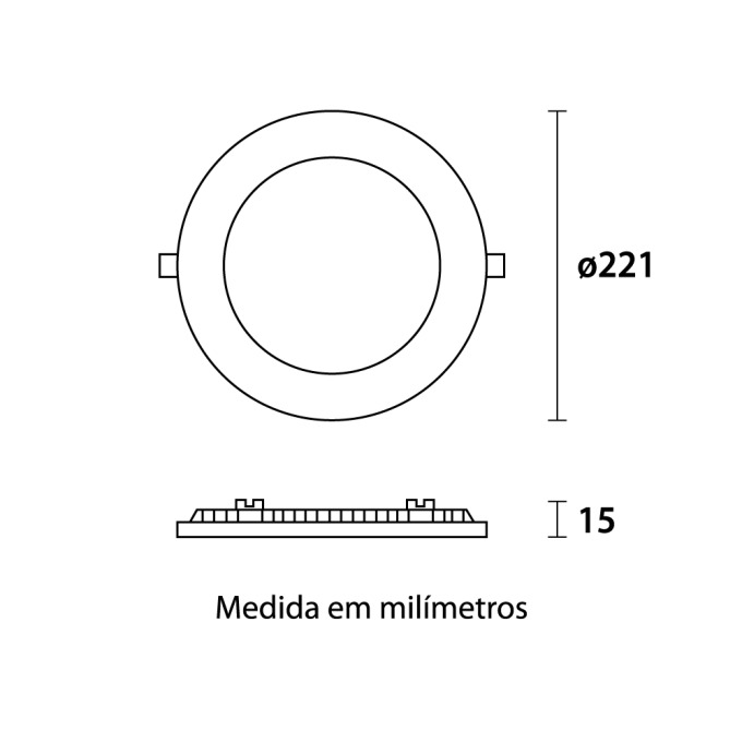 Painel Embutido Blumenau Redondo Tech 18 watts 3000K Ø220x15mm 80343004
