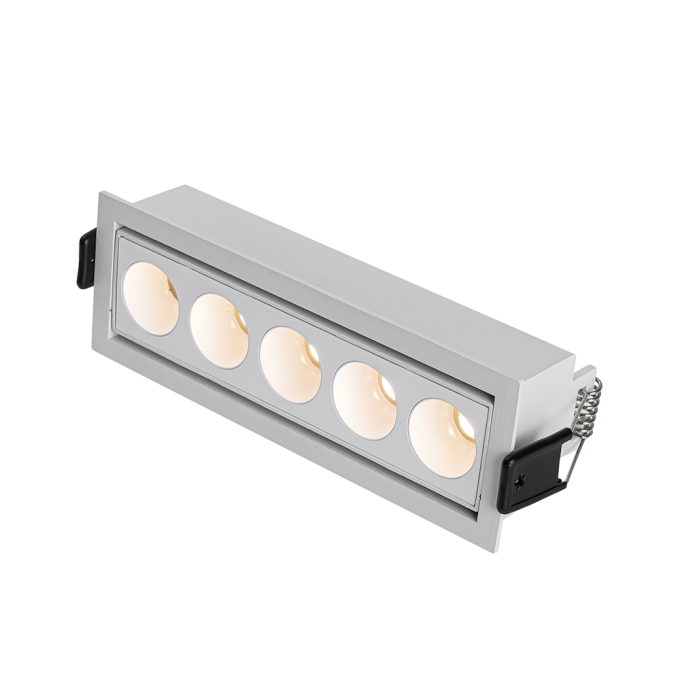 Embutido Nordecor Downlight Powerus Direcionavel 5 Focos 10 watts Branco 3000K IRC90 35° Bivolt 150x46x52mm 6734