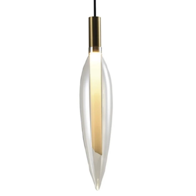 Pendente Skylight Pencil Dourado e Vidro Transparente 4 watts 3000K Bivolt Ø77x430mm SKY-4096TP