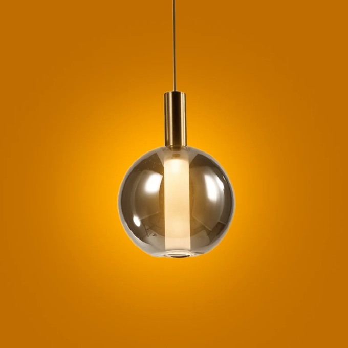 Pendente Skylight Spia Dourado e Vidro Fumê 4 watts 3000K Bivolt Ø150x210mm SKY-4089F