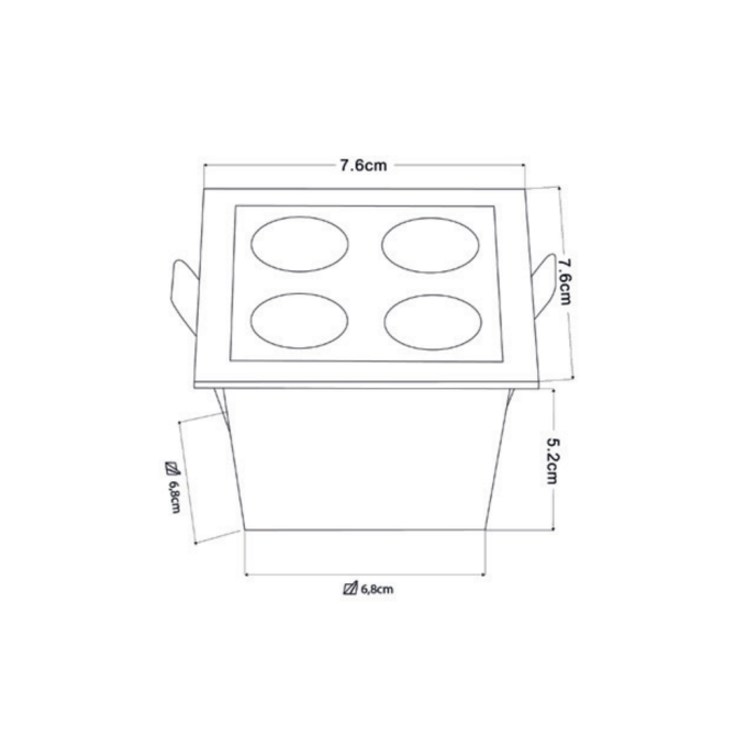 Embutido Nordecor Downlight Powerus 4 Focos 8 watts Branco 4000K IRC90 35° Bivolt 75x75x50mm 6798