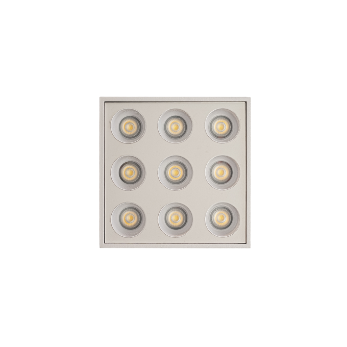  Spot Sobrepor Nordecor Downlight Powerus 9 Focos 18 watts 4000K Branco IRC90 24° Bivolt 96x96x81mm 6810