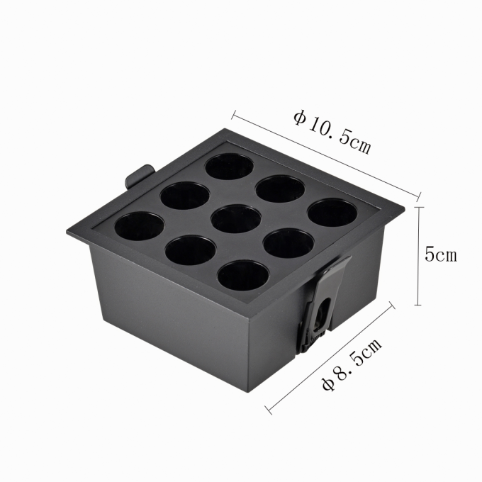 Embutido Nordecor Downlight Powerus 9 Focos 18 watts Preto 4000K IRC90 24° Bivolt 105x105x50mm 6801