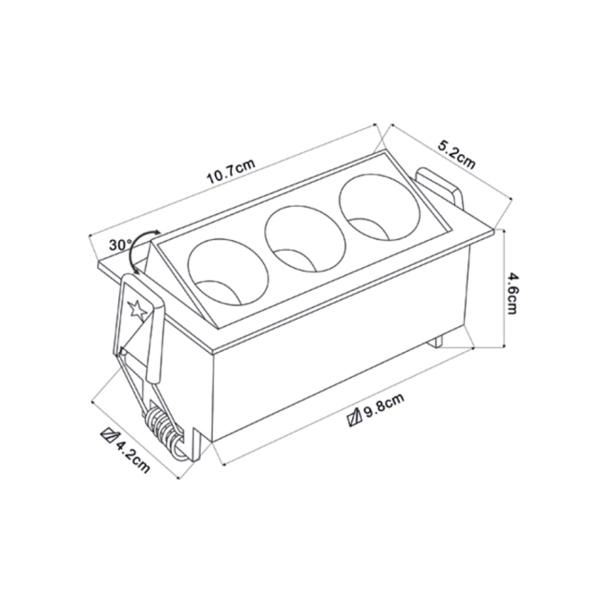 Embutido Nordecor Downlight Powerus Direcionável 3 Focos 6 watts Branco 4000K IRC90 35° Bivolt 100x44x52mm 6790