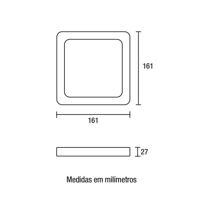 Painel Sobrepor Blumenau Play ABS 12 watts 3000K Branco 161x161x27mm Bivolt 83463004