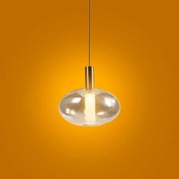 Pendente Skylight Spia Dourado e Vidro Âmbar 4 watts 3000K Bivolt Ø200X190mm SKY-4090