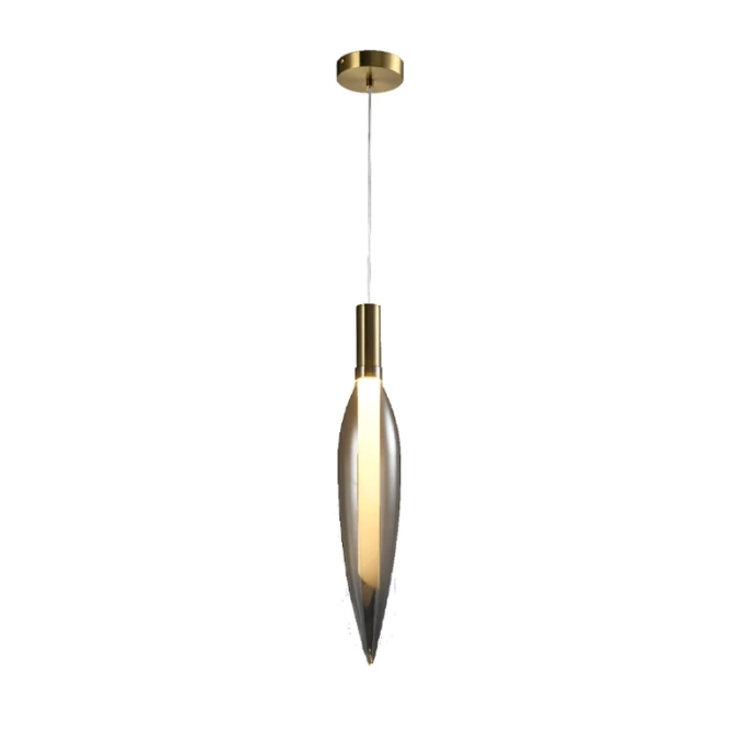 Pendente Skylight Pencil Dourado e Vidro Fumê 4 watts 3000K Bivolt Ø77x430mm SKY-4096FP