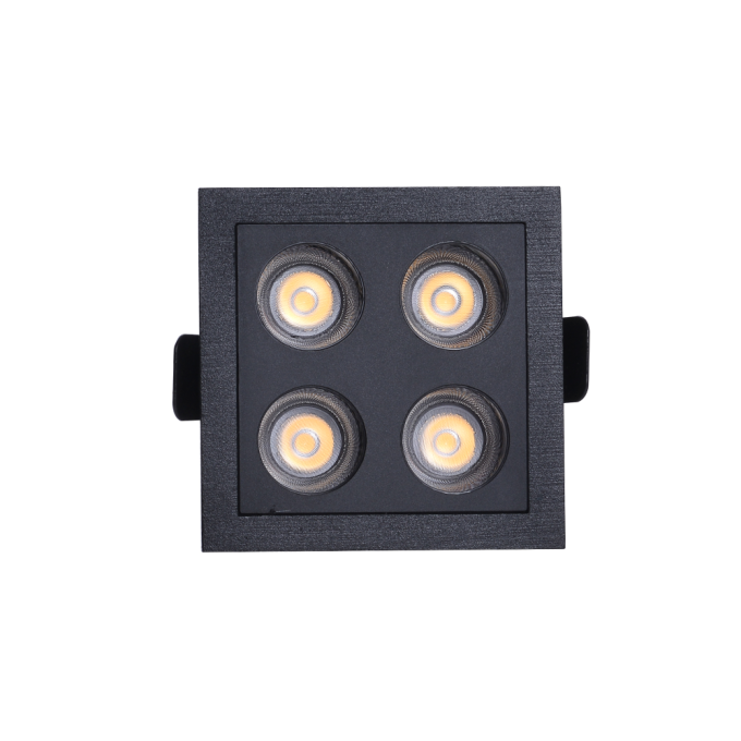 Embutido Nordecor Downlight Powerus 4 Focos 8 watts Preto 4000K IRC90 35° Bivolt 75x75x50mm 6799
