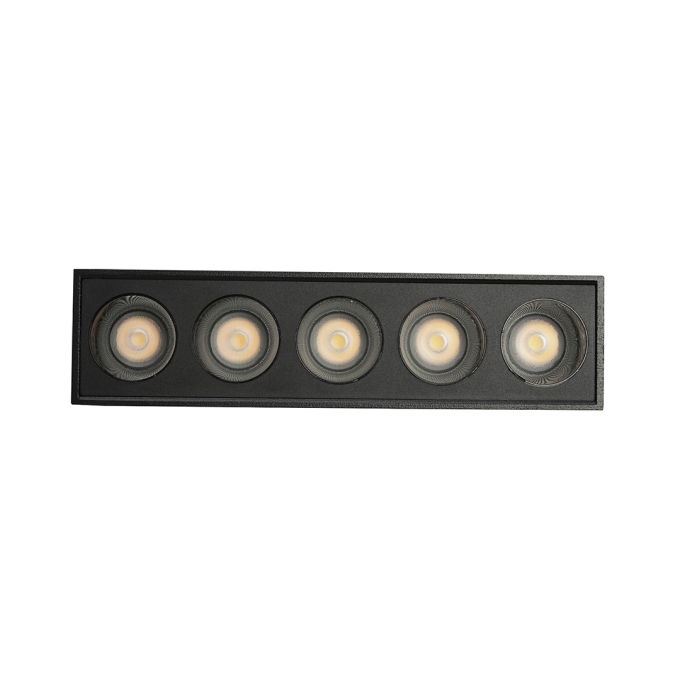  Spot Sobrepor Nordecor Downlight Powerus 5 Focos 10 watts 4000K Preto IRC90 35° Bivolt 137x35x70mm 6807