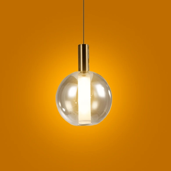 Pendente Skylight Spia Dourado e Vidro Âmbar 4 watts 3000K Bivolt Ø150x210mm SKY-4089