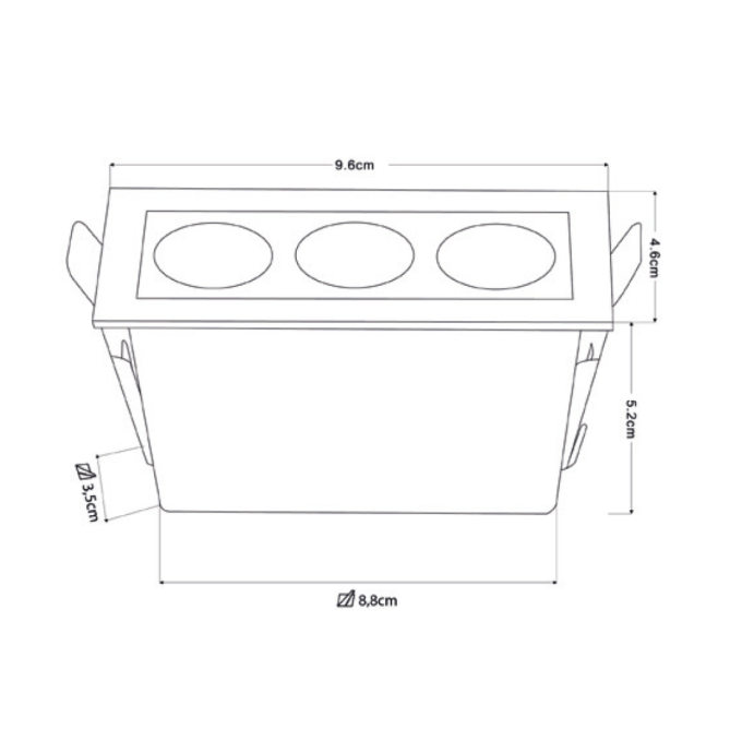 Embutido Nordecor Downlight Powerus 3 Focos 6 watts Branco 4000K IRC90 35° Bivolt 96x46x52mm 6788