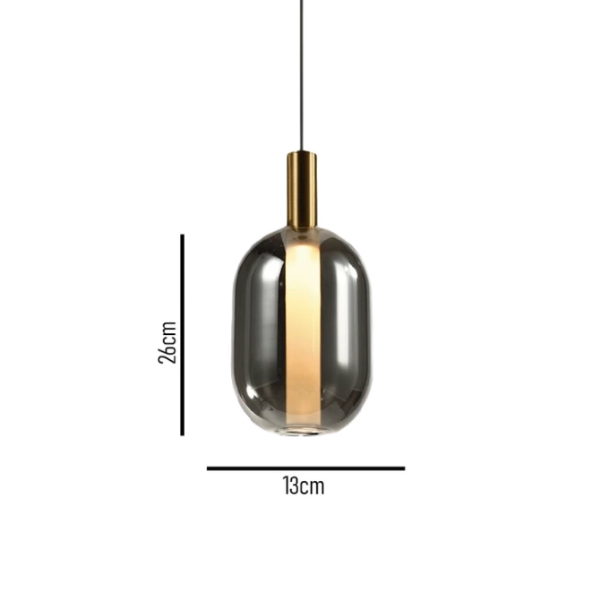 Pendente Skylight Spia Dourado e Vidro Fumê 4 watts 3000K Bivolt Ø130x260mm SKY-4088F