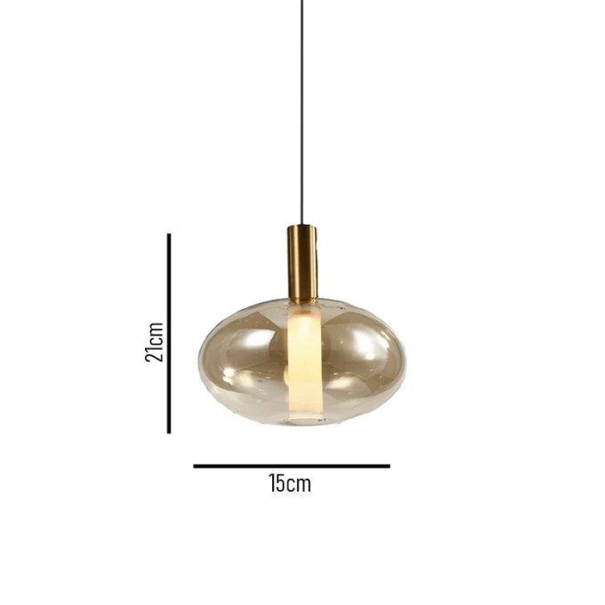 Pendente Skylight Spia Dourado e Vidro Âmbar 4 watts 3000K Bivolt Ø200X190mm SKY-4090