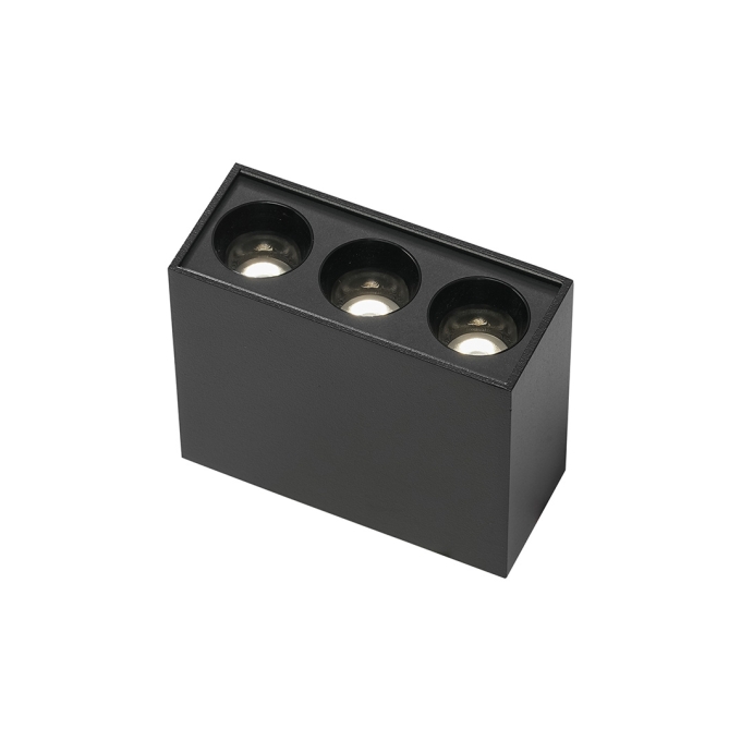  Spot Sobrepor Nordecor Downlight Powerus 3 Focos 6 watts 4000K Preto IRC90 35° Bivolt 84x36x70mm 6805