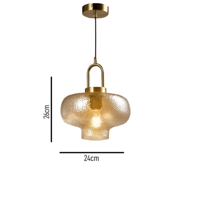 Pendente Skylight Antiq Dourado e Vidro Âmbar 1L E27 Bivolt Ø260x240mm SKY-4095