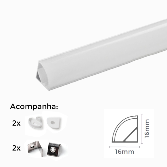 Perfil Sobrepor de Canto Nordecor 16x16mm Barra de 2 metros Branco 4301