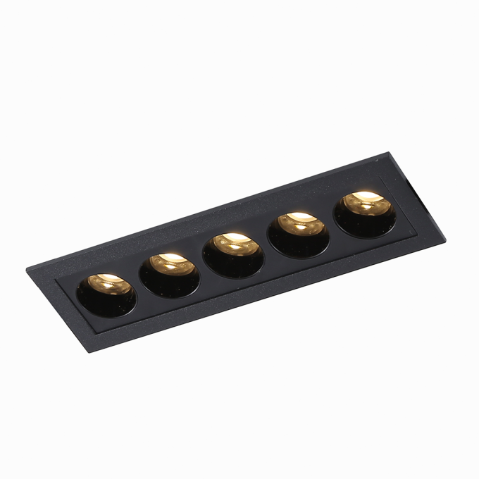 Embutido Nordecor Downlight Powerus 5 Focos 10 watts Preto 4000K IRC90 35° Bivolt 148x45x50mm 6793