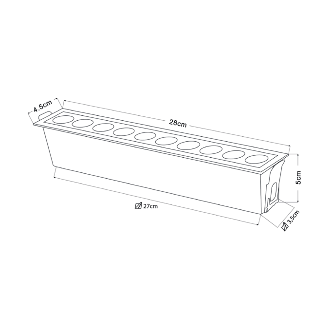 Embutido Nordecor Downlight Powerus 10 Focos 20 watts Branco 3000K IRC90 24° Bivolt 280x45x50mm 6736