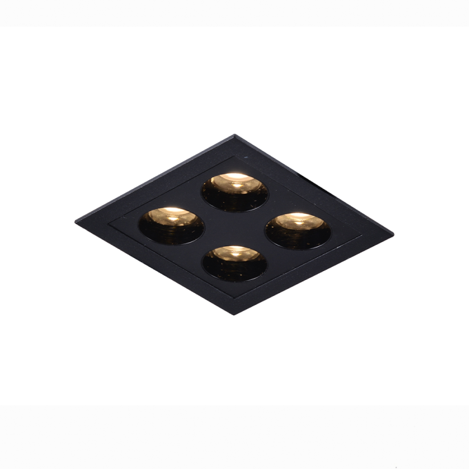 Embutido Nordecor Downlight Powerus 4 Focos 8 watts Preto 4000K IRC90 35° Bivolt 75x75x50mm 6799