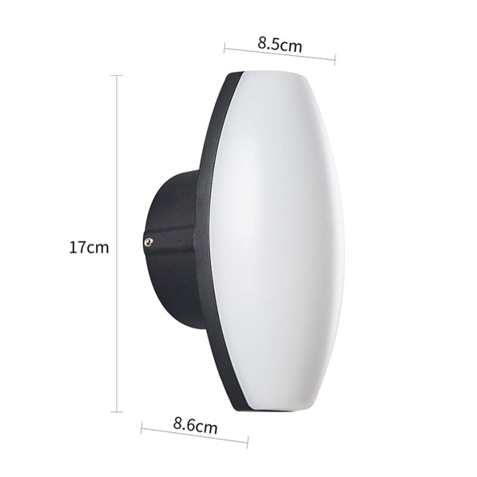 Arandela Nordecor Pako Oval 7 watts 3000K Preto IP65 170x85x86mm Bivolt 2854