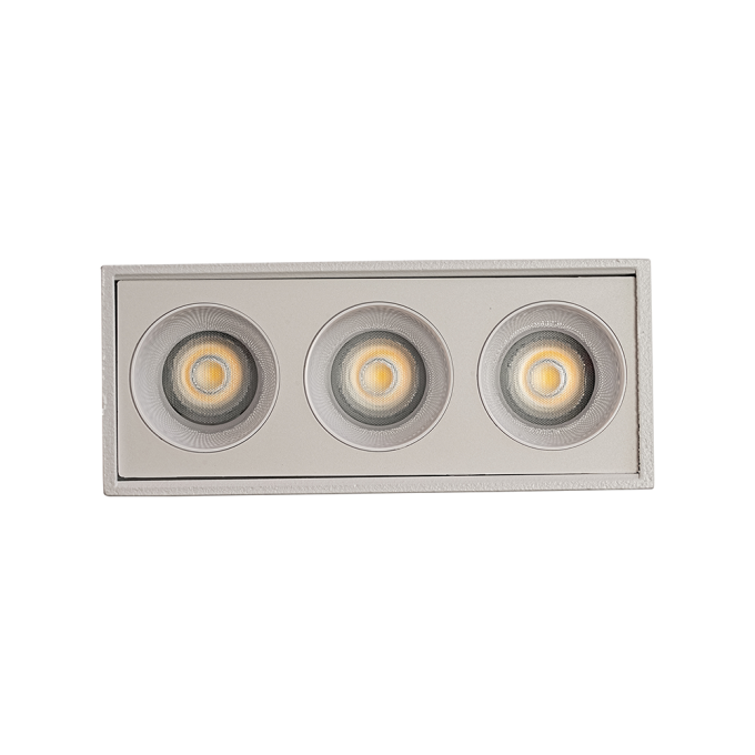  Spot Sobrepor Nordecor Downlight Powerus 3 Focos 6 watts 4000K Branco IRC90 35° Bivolt 84x36x70mm 6804